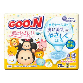 【送料込・まとめ買い×6点セット】大王製紙 エリエール グーン 肌にやさしい おしりふき 70枚 × 3P