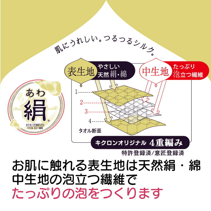 楽天市場】【令和・早い者勝ちセール】キクロン あわ絹 ボディタオル 