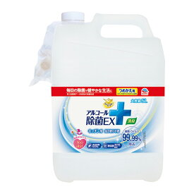 【送料込・まとめ買い×6点セット】アース製薬 らくハピ アルコール除菌EX つめかえ 大容量 5L(4901080682710)