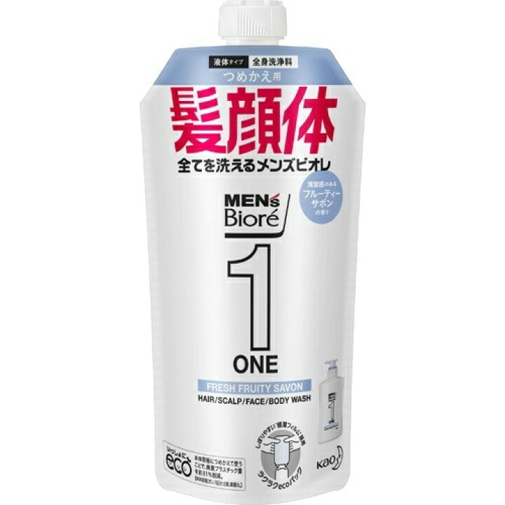 楽天市場】花王 メンズビオレ ONE オールインワン全身洗浄料 フルーティーサボンの香り つめかえ用 340ml : 姫路流通センター