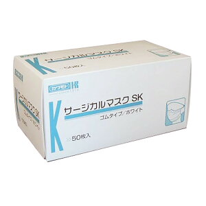 【送料込・まとめ買い×5個セット】川本産業 サージカルマスク SK ゴムタイプ ホワイト 50枚入