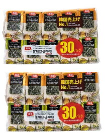 【2パック】ヤンバン コストコオリジナル商品 エゴマ油入り/オリーブ油入り 韓国海苔30袋入り (8 切 10枚)×2パックセット 大容量 安い おつまみ おやつ 小分け 個包装 シェア 土産 プレゼント ギフト 誕生日 母の日 父の日 3,980円以上購入で送料無料