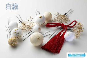 ちりめん玉アレンジセット フラワーコーム 髪飾り 浴衣 コサージュ 成人式 ヘアアクセサリー 大人 子供 結婚式 花 和風 和装 かんざし ゆかた 浴衣 クリップ 卒業式 髪留め かすみ草 晴れ着 4