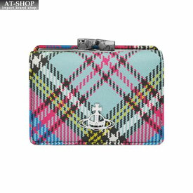 ヴィヴィアン財布 二つ折り財布 小銭ガマ口 Vivienne Westwood ヴィヴィアンウェストウッド NO,16 BIOGREEN SAFFIANO PRINTED O102 McANDY Tartan