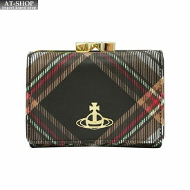 ヴィヴィアン財布 二つ折り財布 小銭ガマ口 Vivienne Westwood ヴィヴィアンウェストウッド NO,17 BIOGREEN SAFFIANO PRINTED D101 TARTAN BROWN/BLACK
