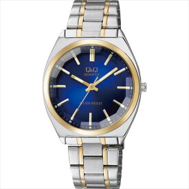 CITIZEN シチズン 腕時計 Q&Q カットガラス クラシック メンズ時計 QB78-412 ブルー/コンビ