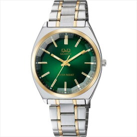 CITIZEN シチズン 腕時計 Q&Q カットガラス クラシック メンズ時計 QB78-422 グリーン/コンビ