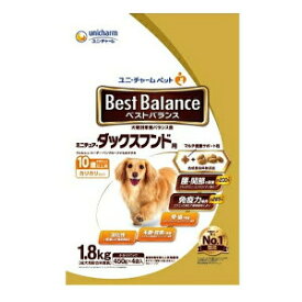 4個セット　ユニ・チャーム　ベストバランス カリカリ仕立て ミニチュア・ダックスフンド用 10歳以上用 1.8kg※メーカー都合によりパッケージ、デザインが変更となる場合がございます