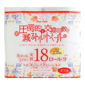 【送料込・まとめ買い×8個セット】泉製紙 シュシュ 圧倒的に交換回数が減る トイレットペーパー ダブル 56.5m×8ロール 1個