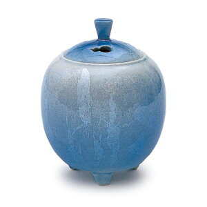 【送料込】日本香堂 九谷焼 銀彩ブルー 小 白峯 香炉 1個