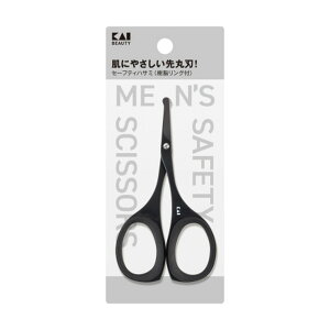 【×9個 配送おまかせ】貝印 KQ1838 セーフティ ハサミ 樹脂リング付 チタンブラック マユ用ハサミ 眉毛