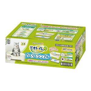 【送料込・まとめ買い×1個セット】ユニ・チャーム ペット デオトイレ らくらくシンプル 本体セット ナチュラルアイボリー 猫用 システムトイレ