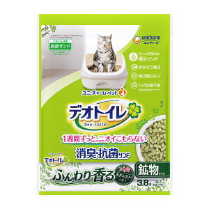 【送料込・まとめ買い×4個セット】ユニ・チャーム ペット デオトイレ ふんわり香る消臭・抗菌サンド ボタニカルの香り 3.8L 猫砂