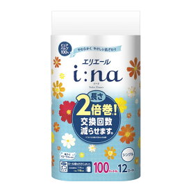 【送料込・まとめ買い×6個セット】 大王製紙 エリエール イーナ トイレットペーパー 100m 12ロール シングル