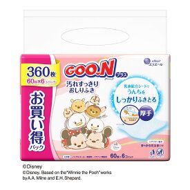 【送料込・まとめ買い×4個セット】大王製紙 エリエール グーン プラス 汚れすっきり おしりふき 60枚×6コパック