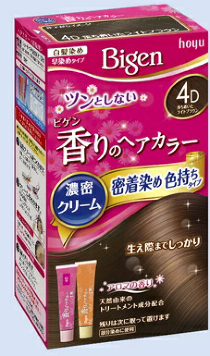 楽天市場】【送料込】 ホーユー ビゲン 香りのヘアカラー クリーム 4D 落ち着いたライトブラウン 1個 : 日用品＆生活雑貨の店「カットコ」