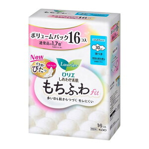 【送料込】花王 ロリエ しあわせ素肌 もちふわfit ボリュームパック 特別心配な昼用 30cm 羽つき 16コ入 1個