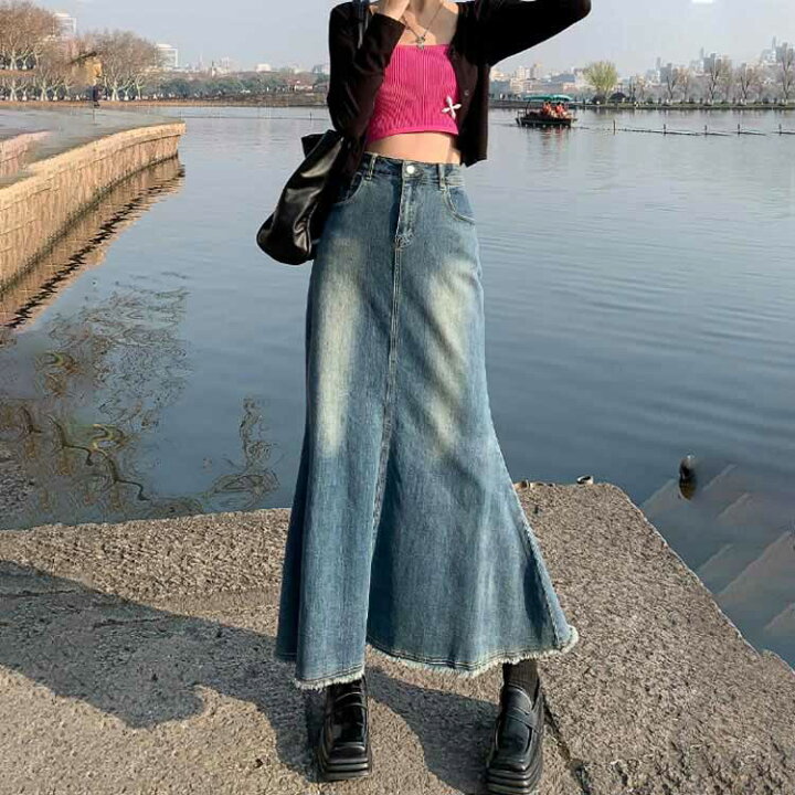 楽天市場】デニム スカート ロング レディース マーメイドスカート  