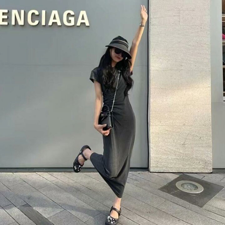 楽天市場】半袖 ワンピース レディース 春 夏 春夏 黒 Tシャツワンピ  