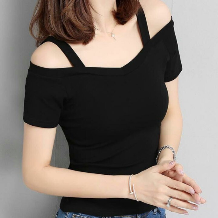 楽天市場】オフショル半袖Tシャツ 肩出し トップス レディース tシャツ 