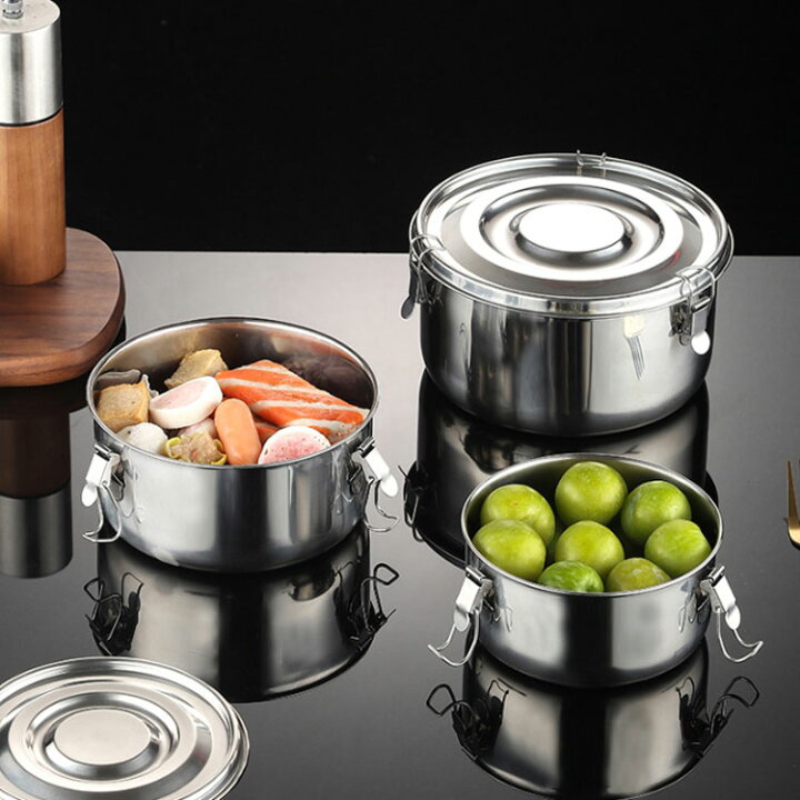 楽天市場】キムチ 保存容器 ステンレス製 キムチ容器 丸型 密閉 食品  