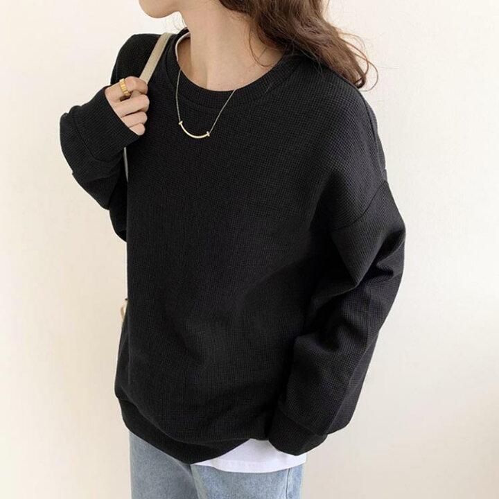 楽天市場】ワッフル Tシャツ レディース 長袖 tシャツ ゆったり 