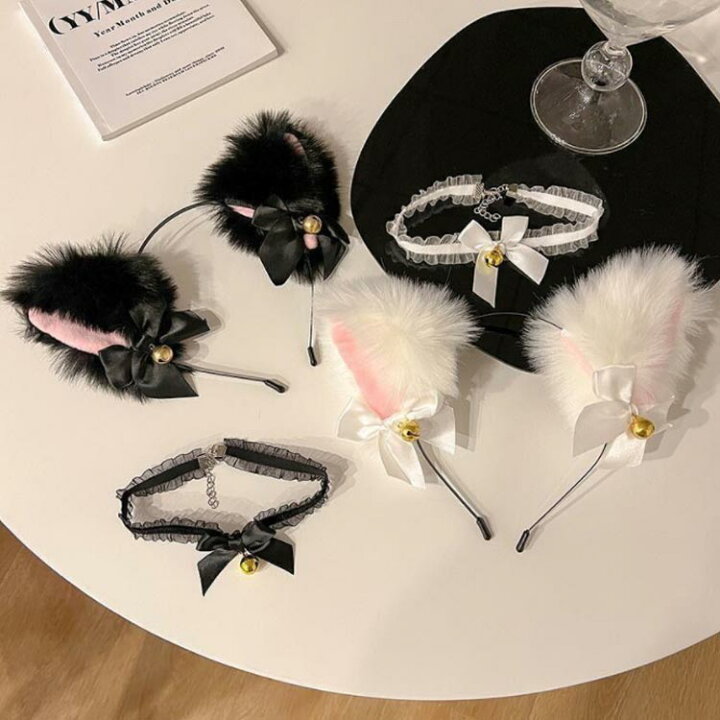 楽天市場】鈴付き猫耳カチューシャ＋チョーカー！2点セット 猫 