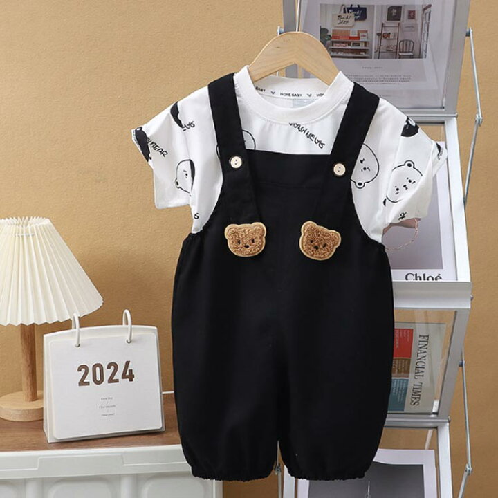 楽天市場】子供服 半袖Tシャツ サロペット オールインワン 2点セット 