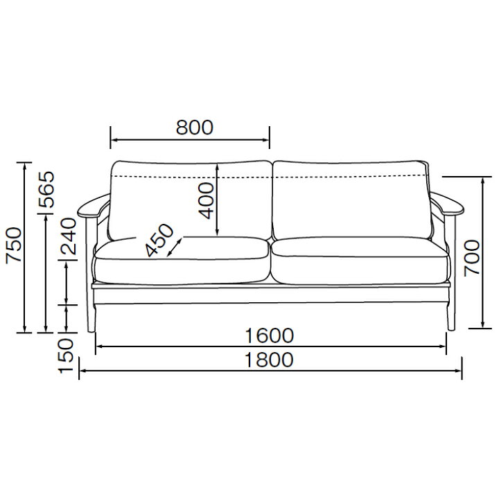 楽天市場】ソファ 組立式 LS-449-F 幅1800x奥行840x高さ750mm 桜屋工業 