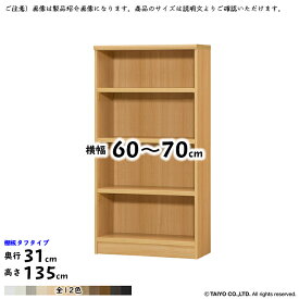 本棚 組立式 横幅 サイズ オーダー エースラック タフタイプ 棚板移動ピッチ1.5cm加工 幅60～70x奥行31x高さ135cm 大洋