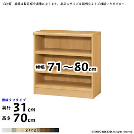 本棚 組立式 横幅 サイズ オーダー エースラック タフタイプ 棚板移動ピッチ1.5cm加工 幅71～80x奥行31x高さ70cm 大洋