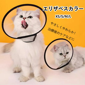 エリザベスカラー 犬 猫 大～小サイズ【XS／S／M／L】 ソフト クッション付き 簡単装着 半透明 PP素材 ペット 傷舐め防止 術後