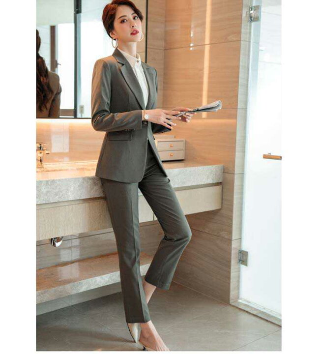 楽天市場 レディース スーツ ビジネス 大人 おしゃれ 通勤 フォーマル オフィス カジュアル 秋 冬 春 無地 テーラードジャケット セットアップ 2点セット パンツスーツ スカートスーツ リクルート ブラックスーツ 大きいサイズ S 4xl 全4色 Atarumoop