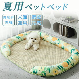 【48H限定300円クーポン】ペットベッド 夏用 ベッド クール 涼感 ラタンマット 籐むしろ ひんやり 猫 犬 ペット マットクッション 枕付き ペットマット 手入れ簡単 寝床 涼しい つめたい 接触冷感 熱中症対策 暑さ対策 小 中 大型犬 快適