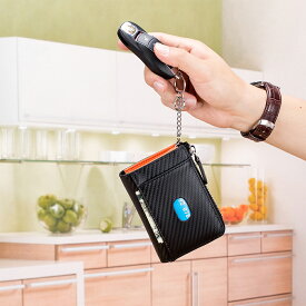 本革 スキミング防止機能付き シンプル コンパクト 小型財布 カード入れ 革財布 レザーウォレット メンズ レディース キーチェーン付き スキミング防止 RFID キャッシュレス 小銭入れあり