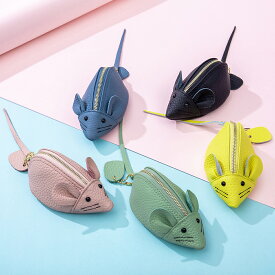 ネズミ ポーチ キーケース ネズミ コインケース カラビナ 本革 コインケース メンズ レディース スマートキー 2個 革 本革 パスケース キーホルダー かわいい カード入れ カラビナ 小銭入れ ウォレット 財布 ミニ財布