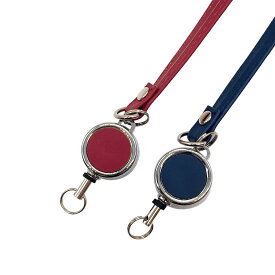＼7月末まで半額／【★新商品】リール付きストラップ パスケース キーホルダー 合皮 革 リール ストラップ レッド ブルー