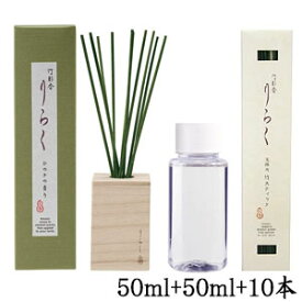 竹彩香りらく 50ml ひのき + 交換用香料 50ml + 交換用竹スティック 10本