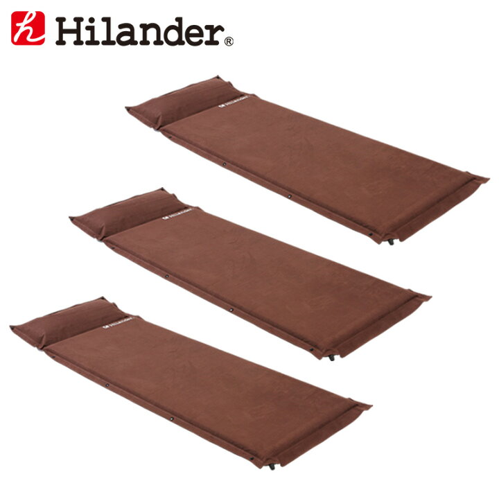 アウトドアマット ハイランダー スエードインフレーターマット 枕付きタイプ 5.0cm お得な2点セット シングル 2本 ブラウン 最大99％オフ！