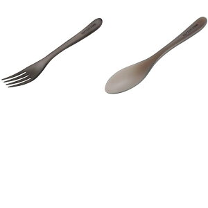 キャプテンスタッグ(CAPTAIN STAG) 【2点セット】G-FLOAT 高耐熱フォーク + 高耐熱スプーン L SM(スモーク) UH-3031+UH-3027