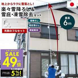 多機能 雪降ろし & 雪庇落とし & 凍雪除去用ヘラセット 6m 日本製 角度調節付 雪かき 雪下ろし 雪落とし 除雪 雪対策 簡単 楽々 送料無料 屋根 雪おろし 雪下ろし棒 ロング 最大約6m 4段階 長さ調整 アルミ製 カーポート 車庫 玄関まわり
