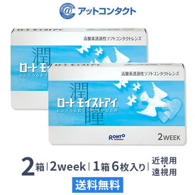 【送料無料】ロート モイストアイ 2箱セット　2週間使い捨てコンタクトレンズ（1箱6枚入り / 2ウィーク / 2week / ROHTO / 近視 / 遠視 ）