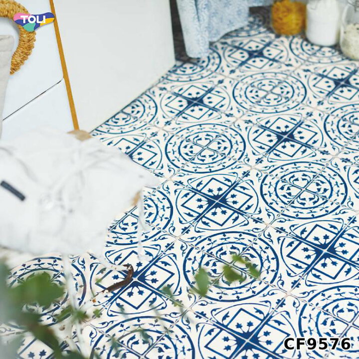 楽天市場 クーポン発行中 クッションフロア クラフトマヨリカ タイル柄 Cf9576 東リ 10cm単位 アンティークイタリア 陶器 水廻り トイレ Cf H Cfシート アットdeco アットデコ