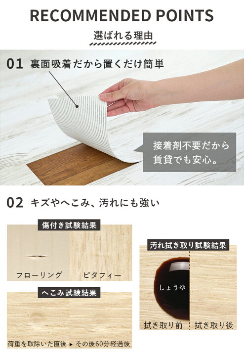 楽天市場】賃貸OK! 置くだけフロアタイル ピタフィー バラ売り 24枚 