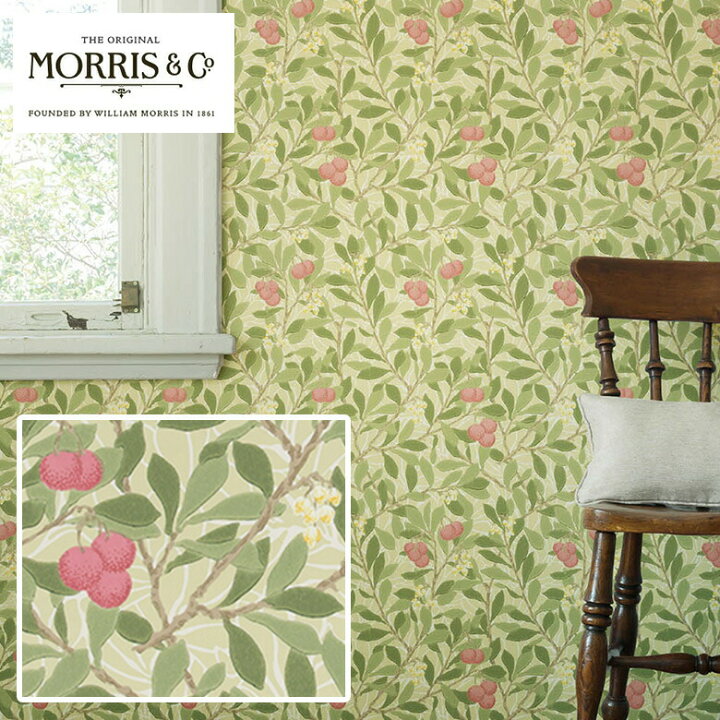 楽天市場 William Morris ウィリアムモリス 壁紙 Arbutus アービュタス Lwt 45 のりなし 巾52ｃｍ 10ｍ巻き 本売り イギリス製 リリカラ 植物柄 グリーン キャスリーン カーシー アットdeco アットデコ