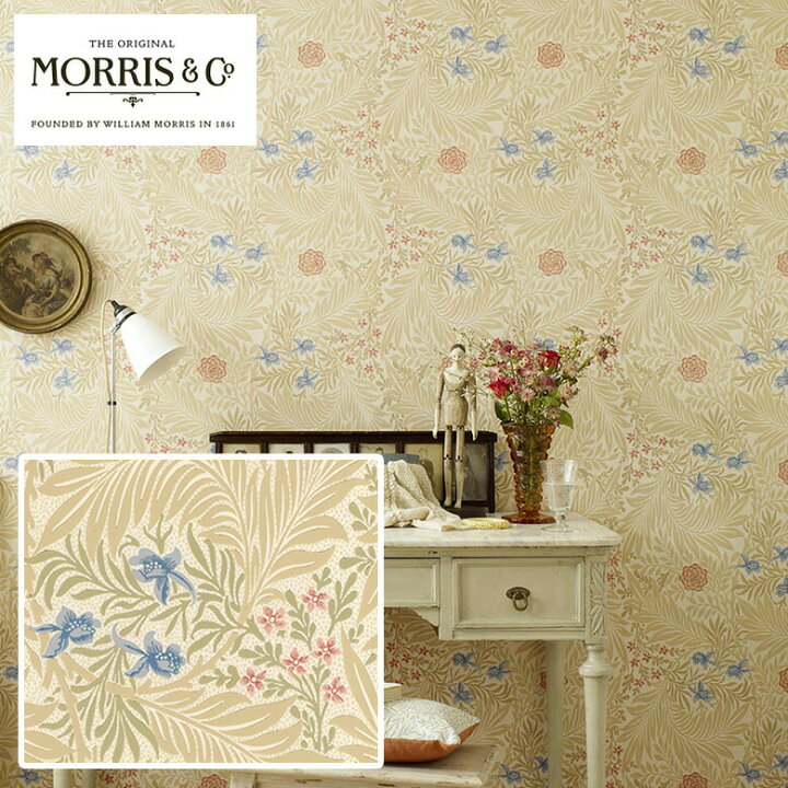 楽天市場 William Morris ウィリアムモリス 壁紙 Larkspur ラークスパー Lwt 4587 のりなし 巾52ｃｍ 10ｍ巻き 本売り イギリス製 リリカラ 植物柄 ベージュ アットdeco アットデコ