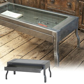 センターテーブル リビングテーブル コレクションテーブル ガラス 収納付き ダルトン ローテーブル 90 RAW ローフィニッシュ スチール製