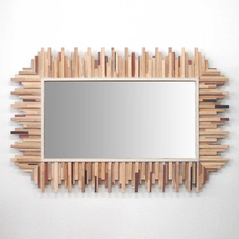 鏡 ミラー ウォールミラー 壁掛けタイプ MIXWOOD レクトミラー 木製フレーム 縦・横取付可能