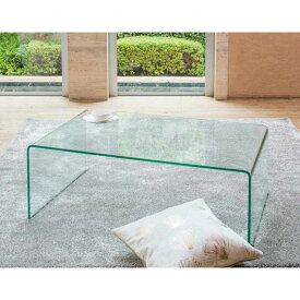リビングテーブル ガラステーブル EC-101 100×60cm 曲げガラス シンプル モダン