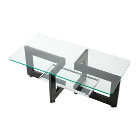 リビングテーブル ガラステーブル YG-64 100×50cm 長方形 ブラックスチールフレーム シンプル モダン 日本製